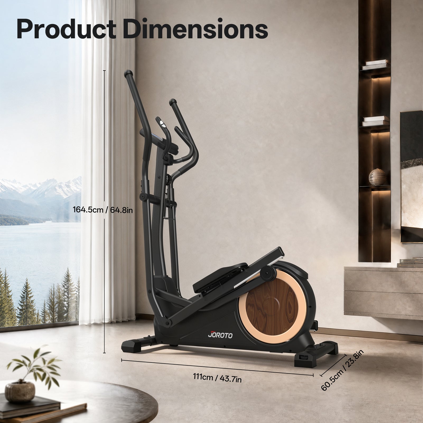 JOROTO JE50 Elliptical Machine – 18" Stride, 400 LB Capacity