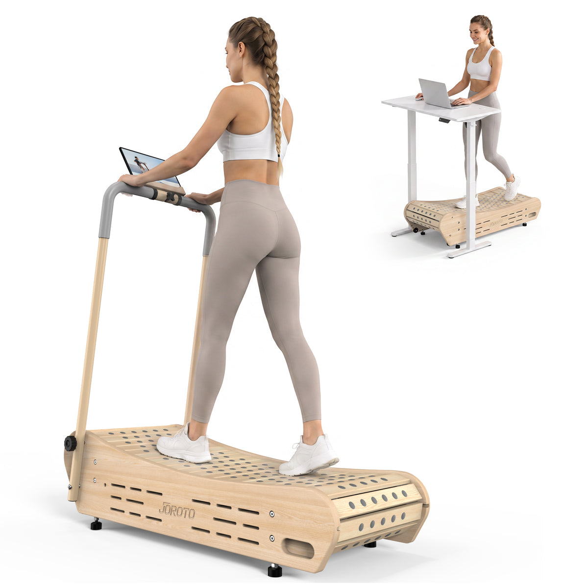 JOROTO F50 Aesthetic Wooden Treadmill | Manual-Folding Walking Pad for Small Spaces