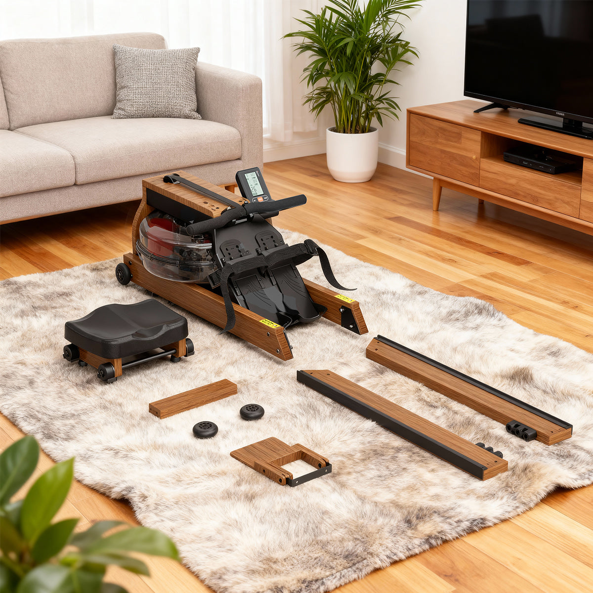 JOROTO MR280PRO Water Rowing Machine | Solid Oak Foldable Wooden