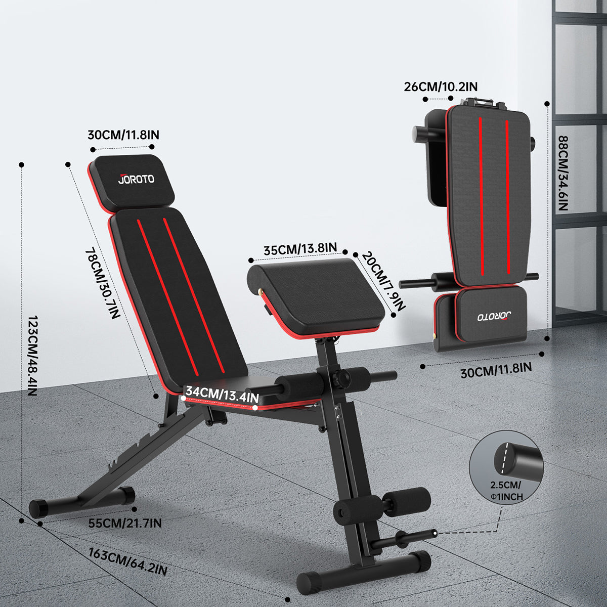 Foldable Multifunctional Weight Bench with Preacher Pad | JOROTO MD55