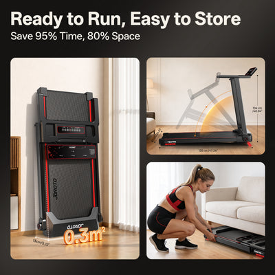JOROTO F20Pro Folding Treadmill – 2.5 HP, 0.6–7.5 mph, 286 lbs Capacity