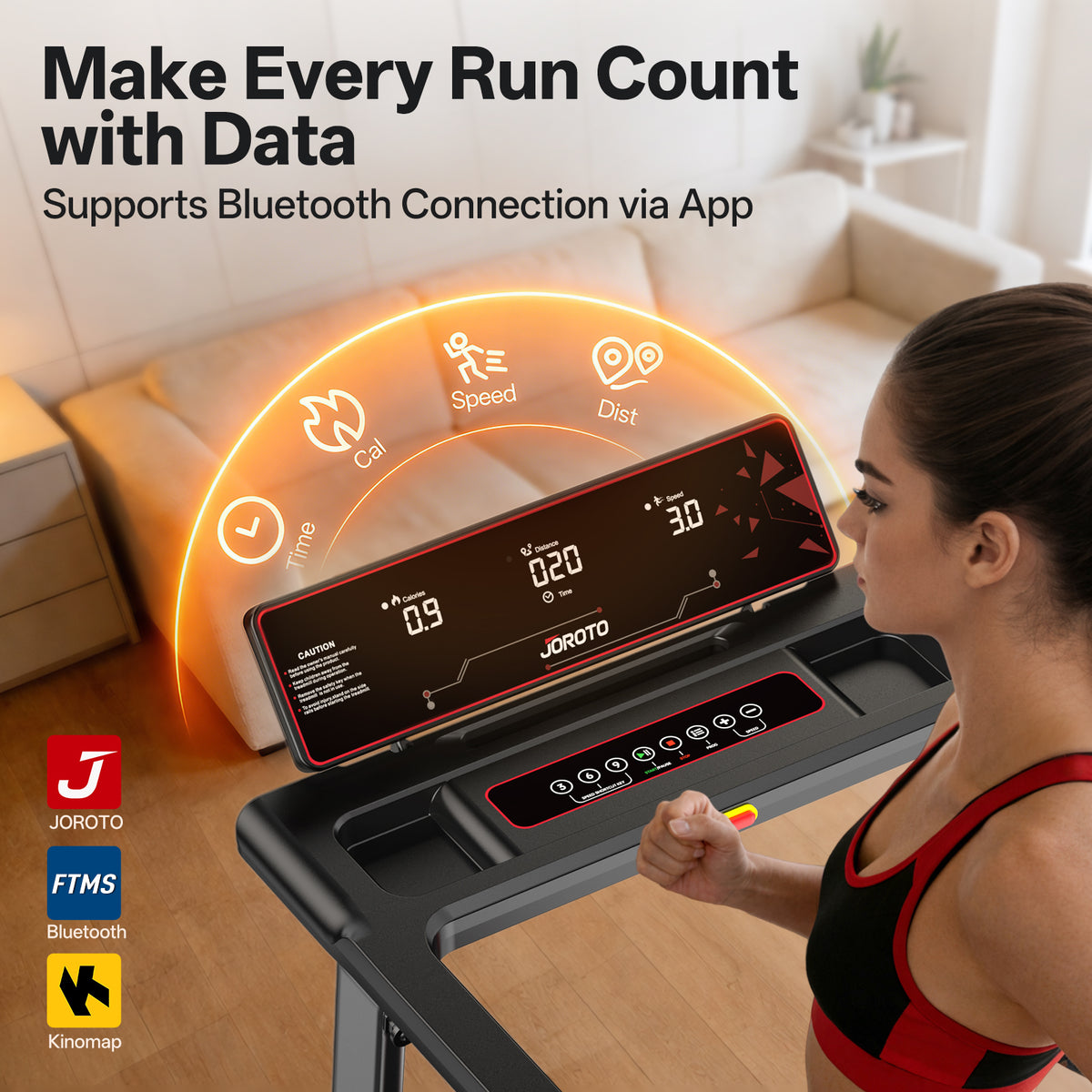 JOROTO F20Pro Folding Treadmill – 2.5 HP, 0.6–7.5 mph, 286 lbs Capacity