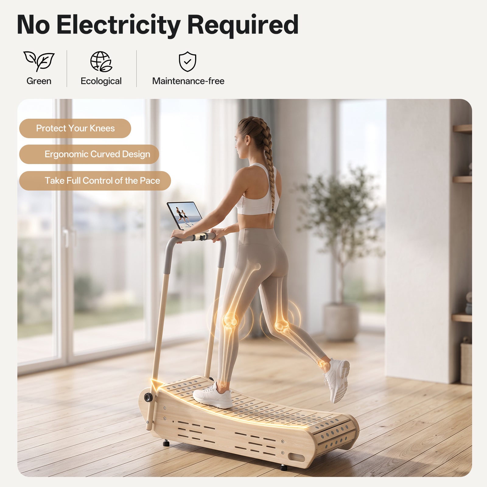 JOROTO F50 Aesthetic Wooden Treadmill | Manual-Folding Walking Pad for Small Spaces