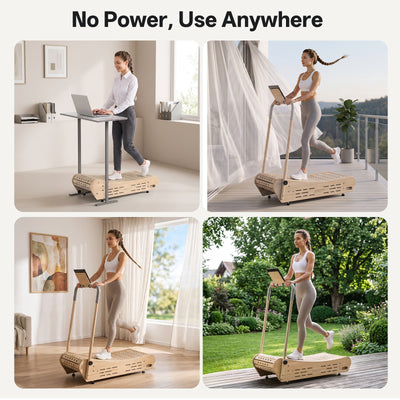 JOROTO F50 Aesthetic Wooden Treadmill | Manual-Folding Walking Pad for Small Spaces