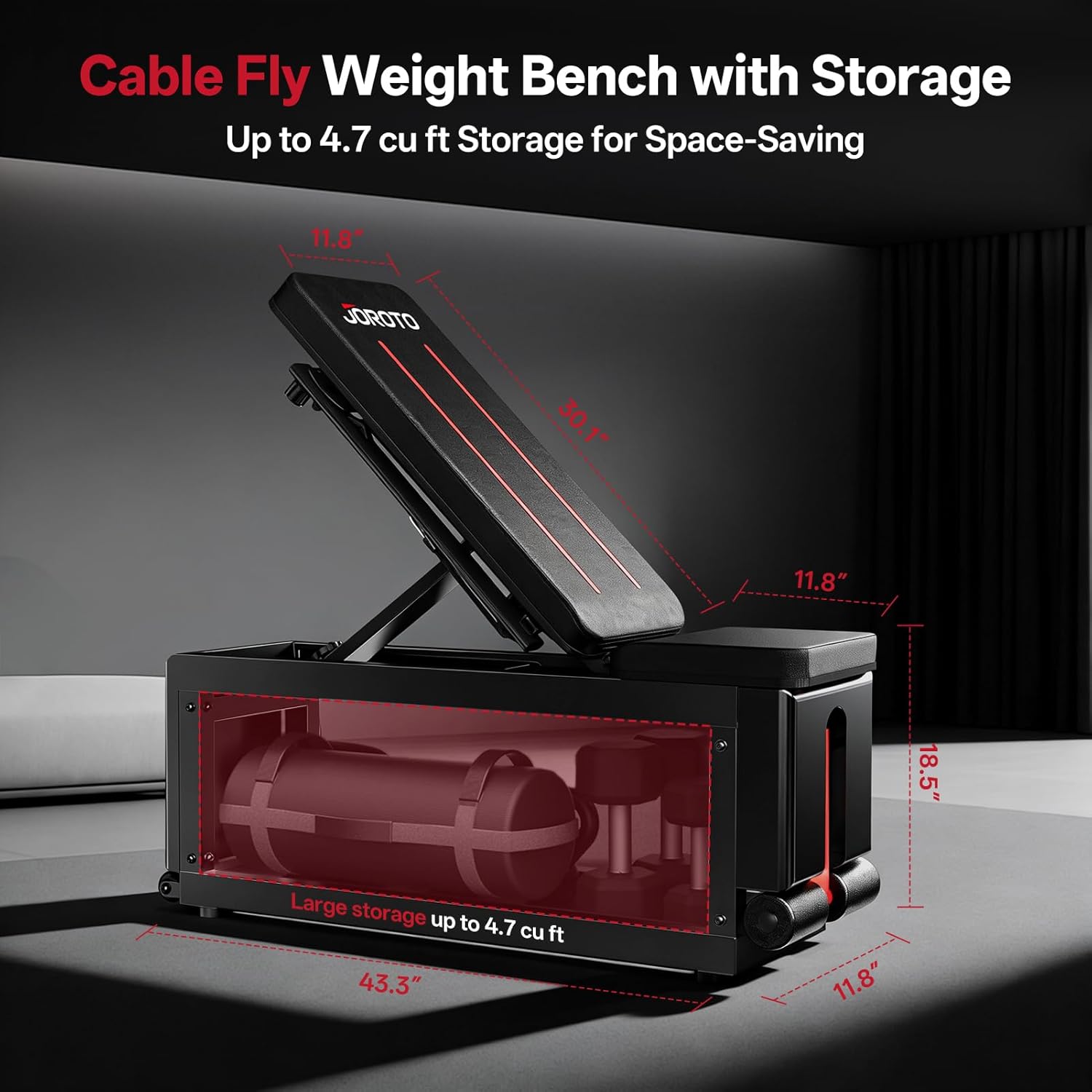 JOROTO MD85 Adjustable Bench – 990 lb, Cable Fly & Dumbbell Storage fo