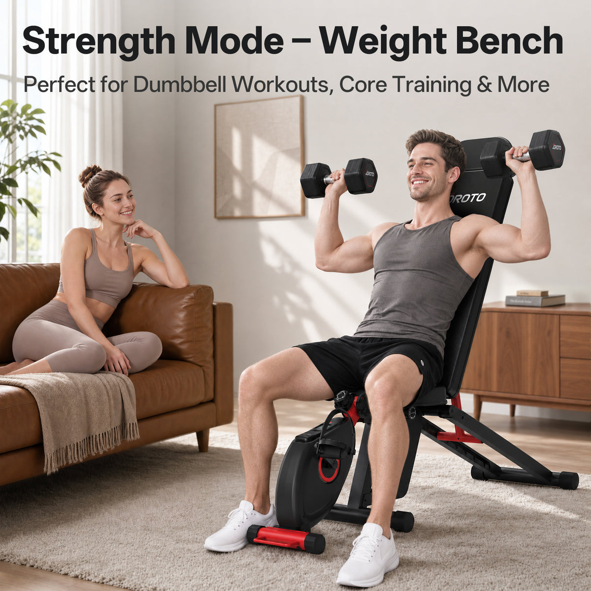 JOROTO JT200 3-in-1 Stationary Exercise Bike – Foldable Magnetic Resistance Exercise Bench Station