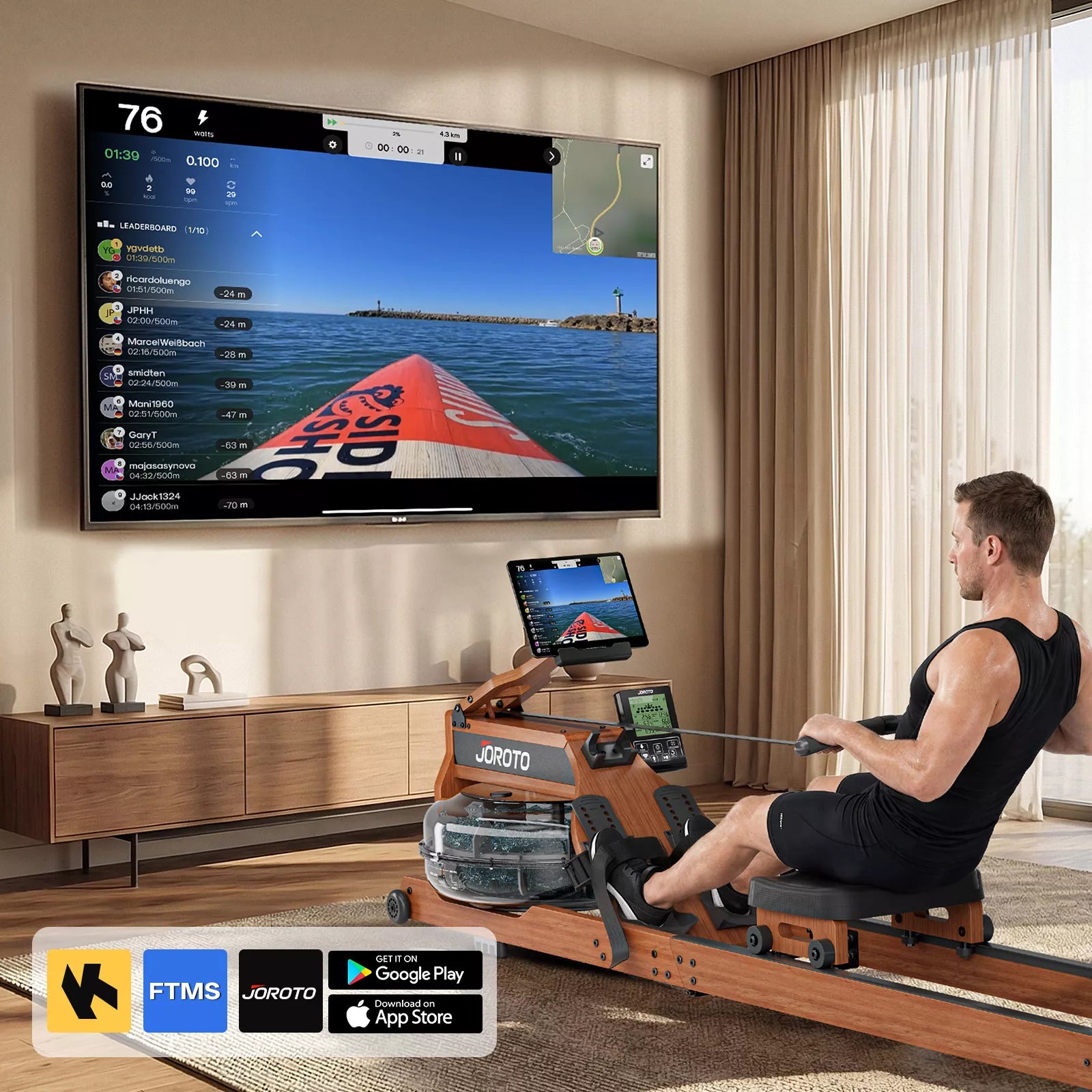 JOROTO MR380 - Luxury Experience Water Resistance Rowing Machine