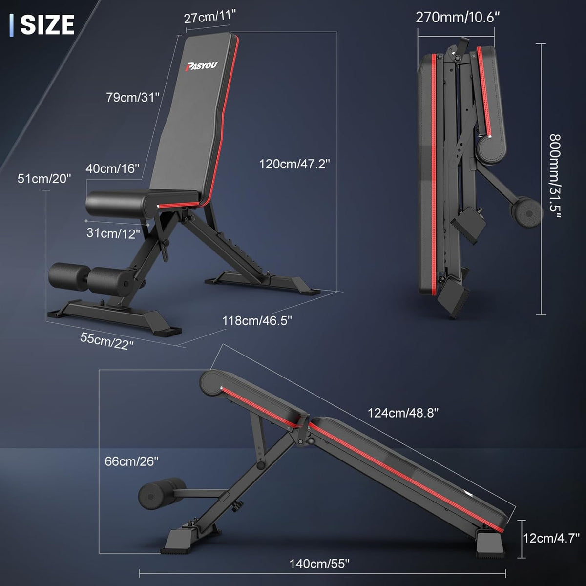 PASYOU PA400 Adjustable Workout Bench for Home Gym