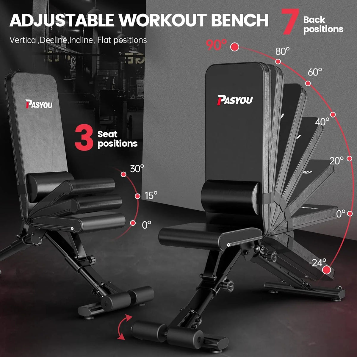 PASYOU PA500 Heavy-Duty Adjustable & Foldable Weight Bench