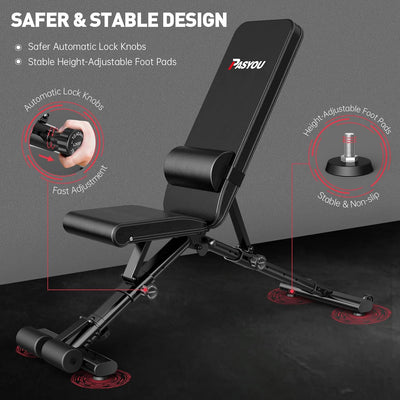 PASYOU PA500 Heavy-Duty Adjustable & Foldable Weight Bench