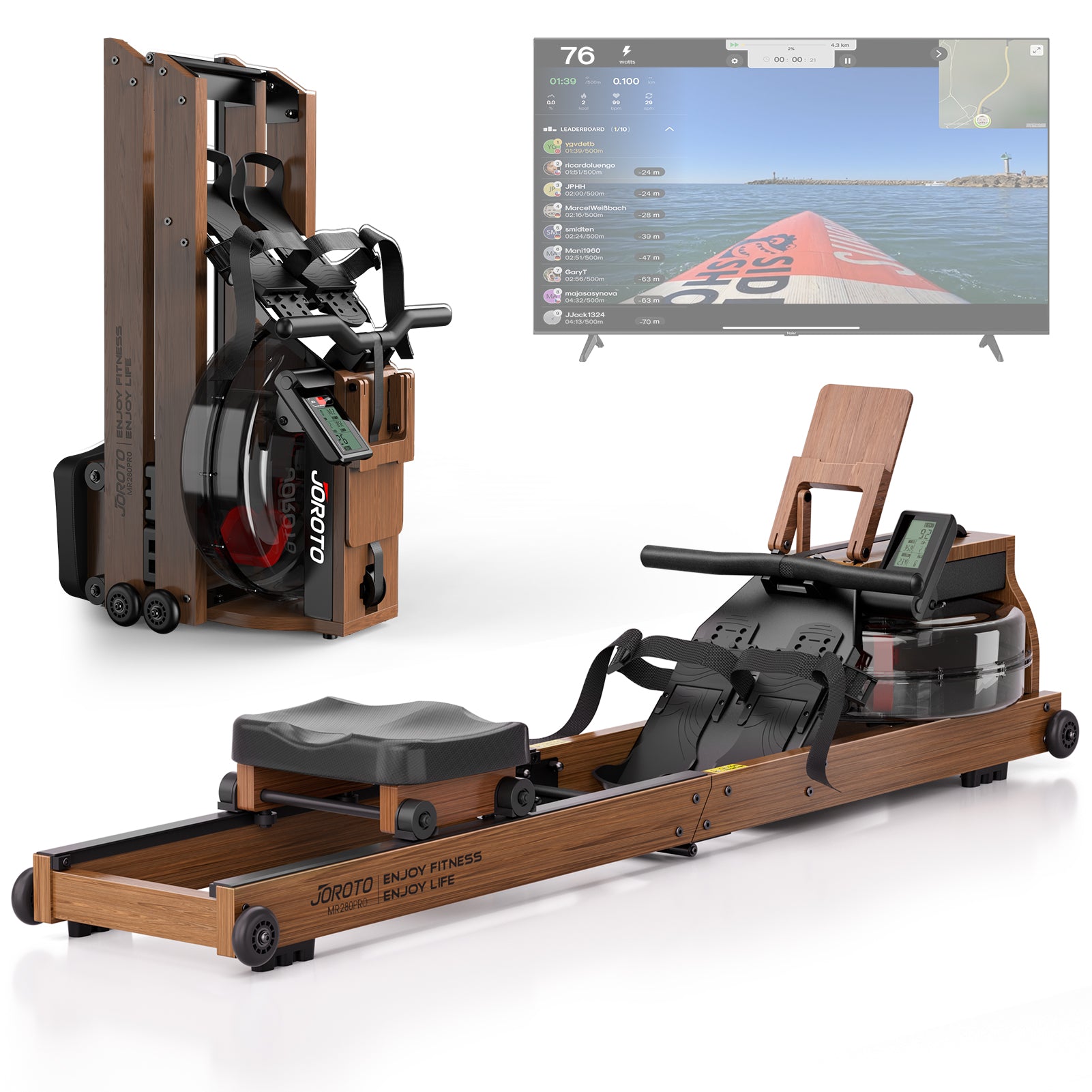 MR280PRO Solid Oak Water Resistance Rowing Machine